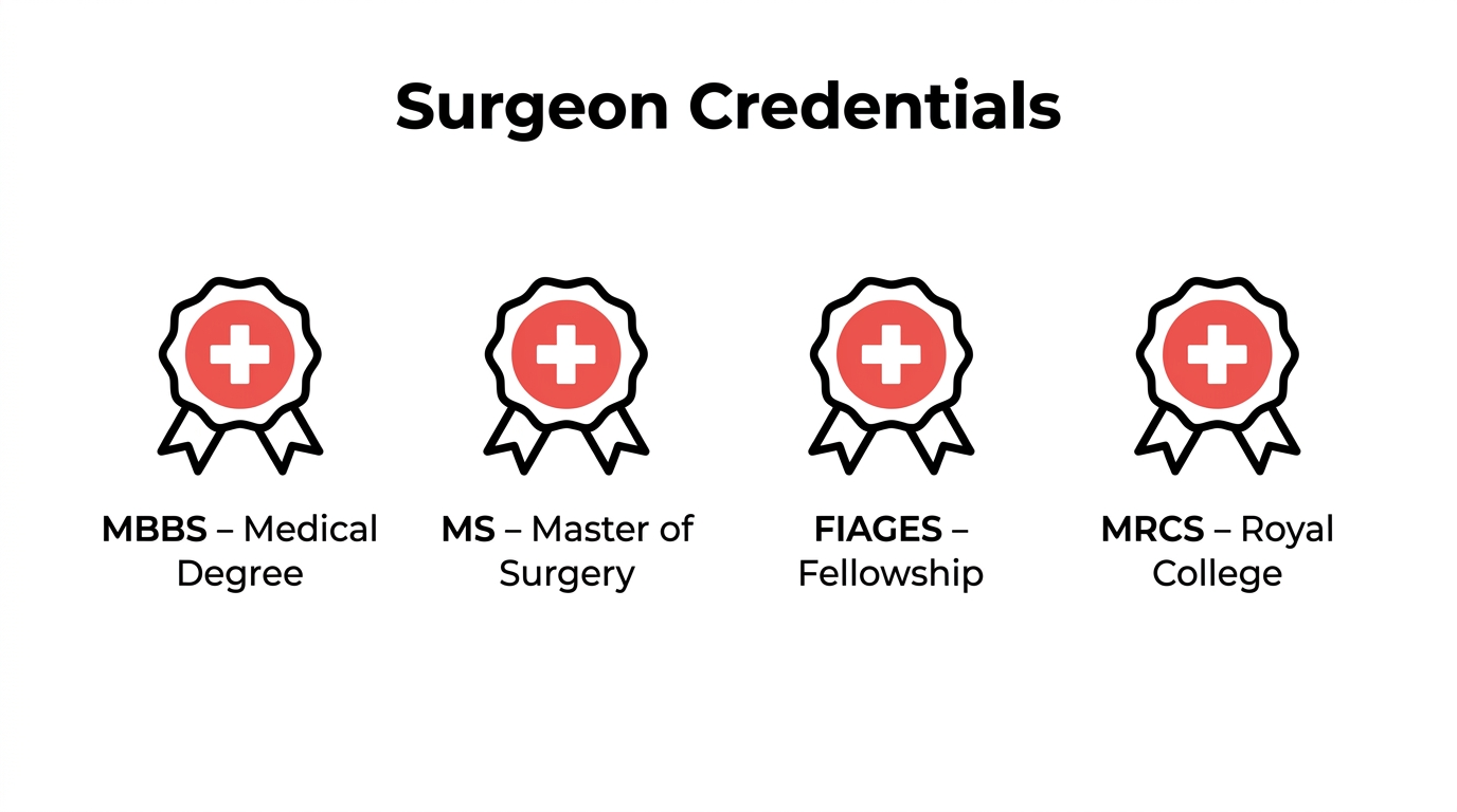 Dr. Vanesha Varik qualifications — MBBS, MS Gold Medalist, FIAGES Fellowship in Laparoscopic Surgery